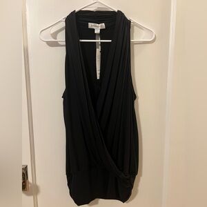 Amour Vert Black Sleeveless Wrap Top